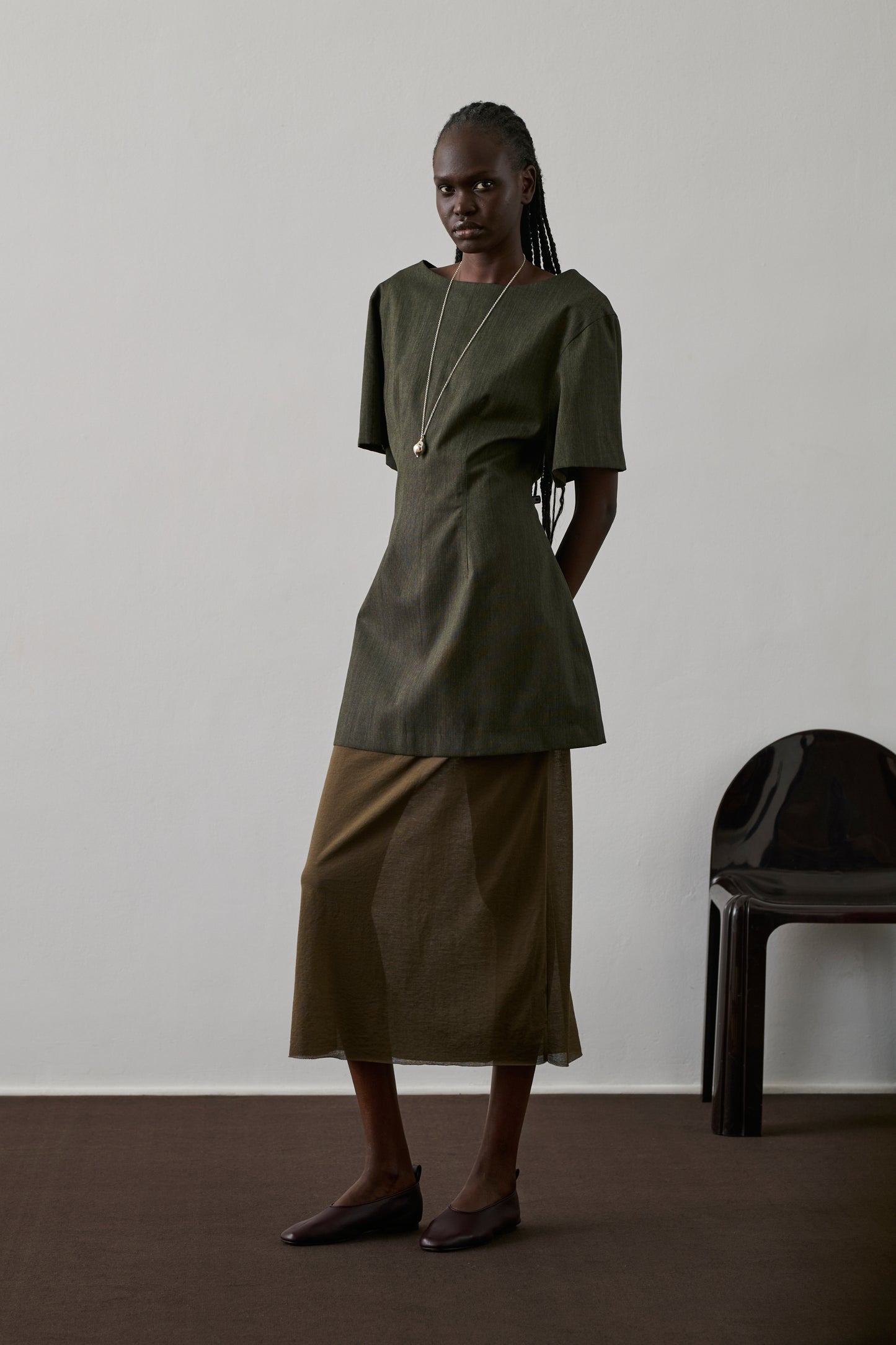 Robe Gladys - Kaki Chiné - Laine - Femme