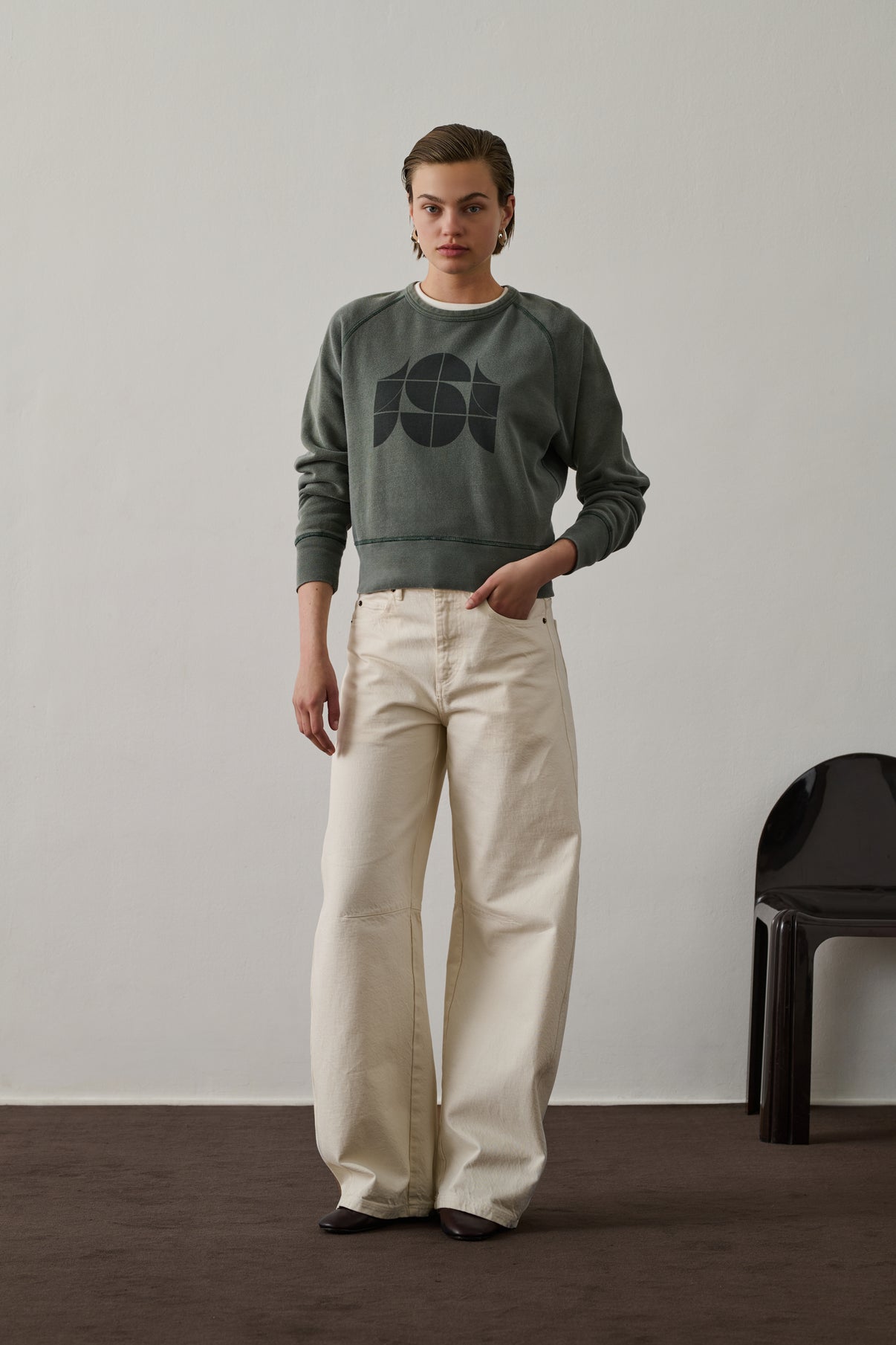 Sweatshirt Apollo - Gris Vert - Coton - Femme vue 1